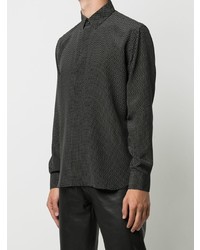 Chemise à manches longues imprimée noire Saint Laurent