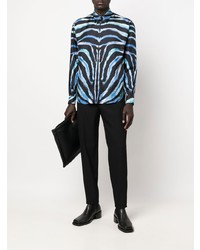 Chemise à manches longues imprimée noire Roberto Cavalli