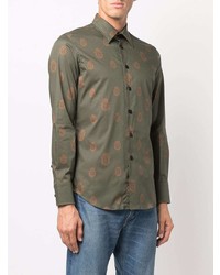 Chemise à manches longues imprimée olive Billionaire