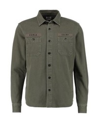 Chemise à manches longues imprimée olive Edwin