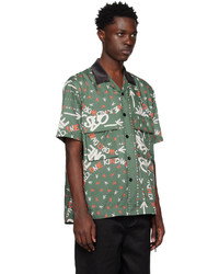 Chemise à manches longues imprimée olive Sacai