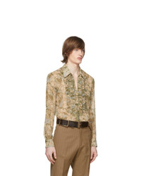 Chemise à manches longues imprimée olive Dries Van Noten