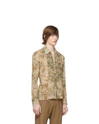 Chemise à manches longues imprimée olive Dries Van Noten