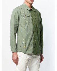 Chemise à manches longues imprimée olive John Elliott