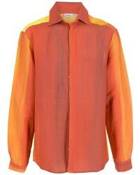 Chemise à manches longues imprimée orange Amir Slama