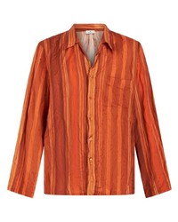 Chemise à manches longues imprimée orange Etro