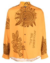 Chemise à manches longues imprimée orange Jacquemus