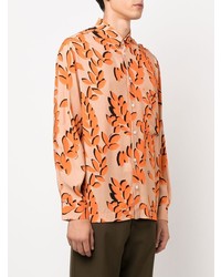 Chemise à manches longues imprimée orange Jacquemus