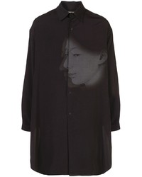 Chemise à manches longues imprimée pourpre foncé Yohji Yamamoto