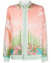 Chemise à manches longues imprimée rose Casablanca