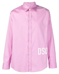 Chemise à manches longues imprimée rose DSQUARED2
