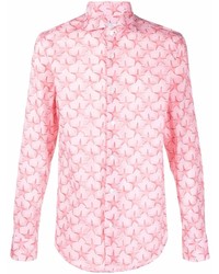 Chemise à manches longues imprimée rose Fedeli
