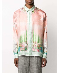 Chemise à manches longues imprimée rose Casablanca