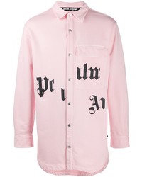 Chemise à manches longues imprimée rose Palm Angels