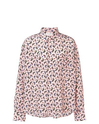 Chemise à manches longues imprimée rose Saint Laurent