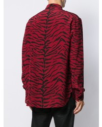 Chemise à manches longues imprimée rouge et noir Saint Laurent