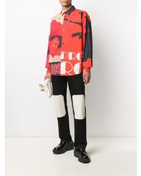 Chemise à manches longues imprimée rouge MSGM