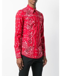 Chemise à manches longues imprimée rouge DSQUARED2