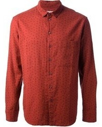 Chemise à manches longues imprimée rouge
