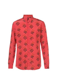 Chemise à manches longues imprimée rouge Givenchy