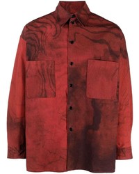 Chemise à manches longues imprimée rouge Lemaire