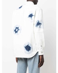 Chemise à manches longues imprimée tie-dye blanc et bleu marine Marcelo Burlon County of Milan