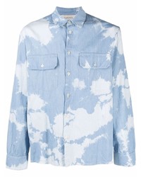 Chemise à manches longues imprimée tie-dye bleu clair Laneus