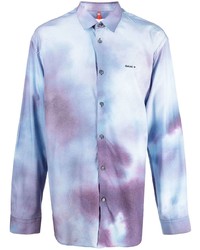 Chemise à manches longues imprimée tie-dye bleu clair Oamc
