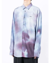 Chemise à manches longues imprimée tie-dye bleu clair Oamc