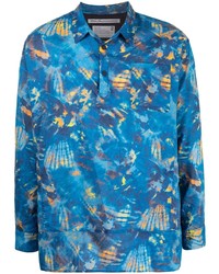 Chemise à manches longues imprimée tie-dye bleue White Mountaineering