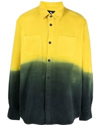 Chemise à manches longues imprimée tie-dye moutarde