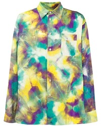 Chemise à manches longues imprimée tie-dye multicolore Marni
