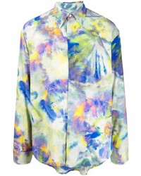 Chemise à manches longues imprimée tie-dye multicolore MSGM