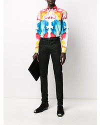 Chemise à manches longues imprimée tie-dye multicolore Alexander McQueen