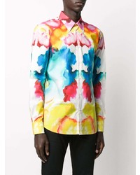 Chemise à manches longues imprimée tie-dye multicolore Alexander McQueen