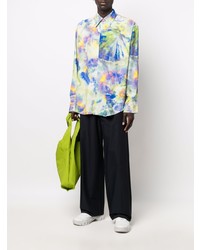 Chemise à manches longues imprimée tie-dye multicolore MSGM