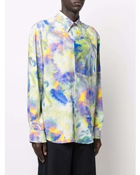 Chemise à manches longues imprimée tie-dye multicolore MSGM