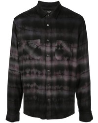 Chemise à manches longues imprimée tie-dye noire Amiri