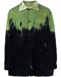 Chemise à manches longues imprimée tie-dye noire Henrik Vibskov