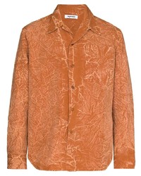 Chemise à manches longues imprimée tie-dye orange