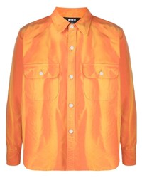 Chemise à manches longues imprimée tie-dye orange MSGM