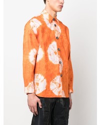 Chemise à manches longues imprimée tie-dye orange Labrum London