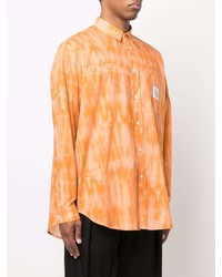 Chemise à manches longues imprimée tie-dye orange Kenzo