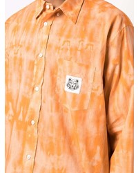 Chemise à manches longues imprimée tie-dye orange Kenzo