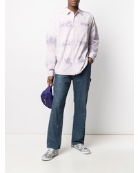 Chemise à manches longues imprimée tie-dye rose Diesel