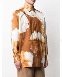 Chemise à manches longues imprimée tie-dye tabac Acne Studios