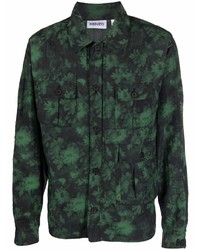 Chemise à manches longues imprimée tie-dye vert foncé Kenzo