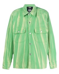 Chemise à manches longues imprimée tie-dye verte MSGM