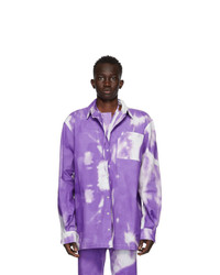 Chemise à manches longues imprimée tie-dye violet clair