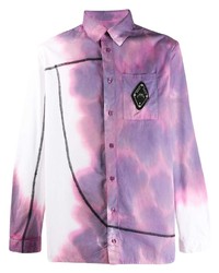 Chemise à manches longues imprimée tie-dye violet clair A-Cold-Wall*